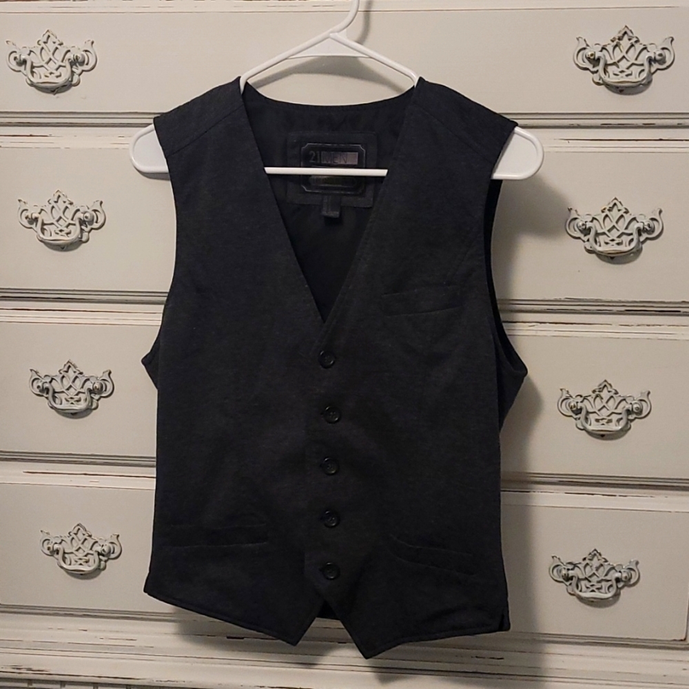 NWT 21 Men Men's  Vest Size S Charcoal Gray